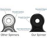 Cosy Zone Tri Fidget Hand Finger Spinner EDC ADHD Focus Spielzeug Ultra Durable High Speed Si3N4 Hybrid Keramik Lager 1-3 Mins Spins Nicht-3D bedruckt - Finger Spielzeug, großes Geschenk (Schwarz) - 