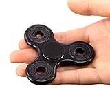 Cosy Zone Tri Fidget Hand Finger Spinner EDC ADHD Focus Spielzeug Ultra Durable High Speed Si3N4 Hybrid Keramik Lager 1-3 Mins Spins Nicht-3D bedruckt - Finger Spielzeug, großes Geschenk (Schwarz) - 