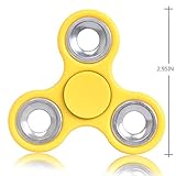 TOOBOM Fidget Spinner mit premium Kugellager aus hochwertigem Material, nicht 3D-Gedruckt, Dreht sich lange und ruhig. Spielzeug zum Stressabbau, Leiser Hand-Spinner (Gelb_L) - 